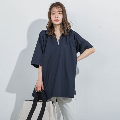 【ＢＩＧシルエット】フロントタックシャツ≪洗濯機で洗える≫