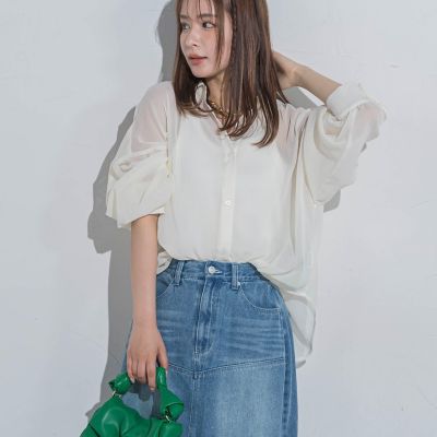 新色追加【透け感が魅力的】シアーシャツ≪洗濯機で洗える≫
