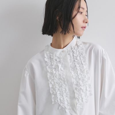 VICKY（Women）/ビッキー フリルバンドカラーストライプブラウス≪手洗い可能≫