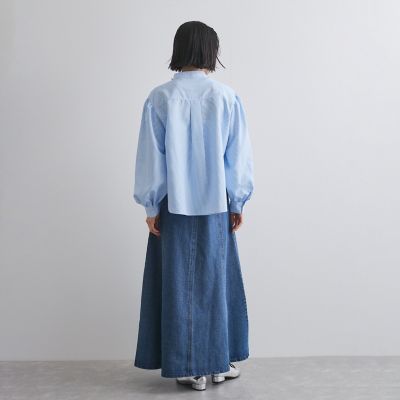 フリルバンドカラーストライプブラウス≪手洗い可能≫