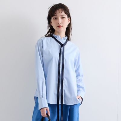フリル衿ボウタイブラウス≪手洗い可能≫