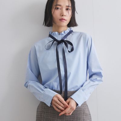 フリル衿ボウタイブラウス≪手洗い可能≫