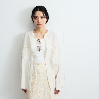 レーヨンヴィンテージバンドカラーシャツ≪手洗い可能≫