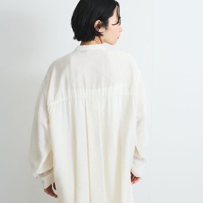 レーヨンヴィンテージバンドカラーシャツ≪手洗い可能≫