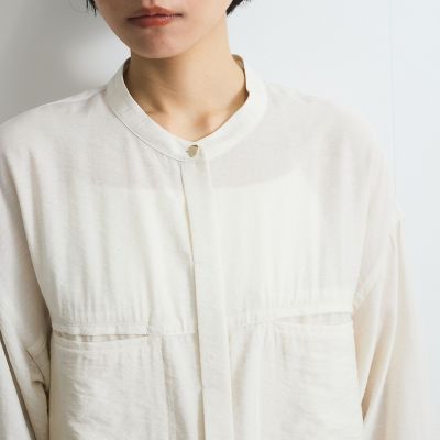 レーヨンヴィンテージバンドカラーシャツ≪手洗い可能≫