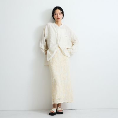 レーヨンヴィンテージバンドカラーシャツ≪手洗い可能≫