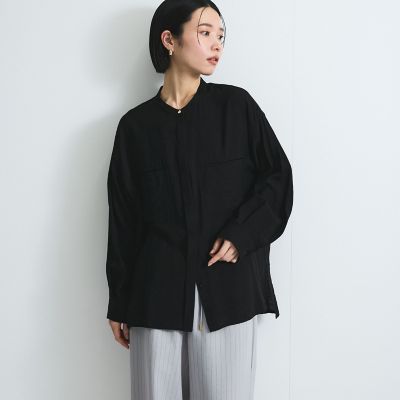 レーヨンヴィンテージバンドカラーシャツ≪手洗い可能≫