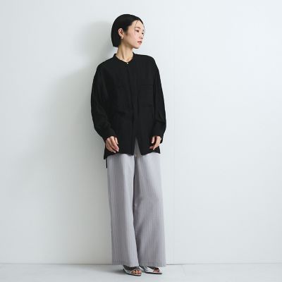 レーヨンヴィンテージバンドカラーシャツ≪手洗い可能≫