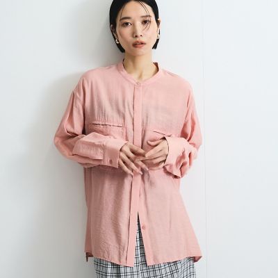 VICKY（Women）/ビッキー レーヨンヴィンテージバンドカラーシャツ≪手洗い可能≫