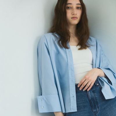 ＜VICKY（Women）＞ノーカラーダブルカフスブラウス≪洗濯機で洗える≫