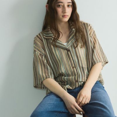 ＜VICKY（Women）＞グラデーションストライプシャツ≪手洗い可能≫