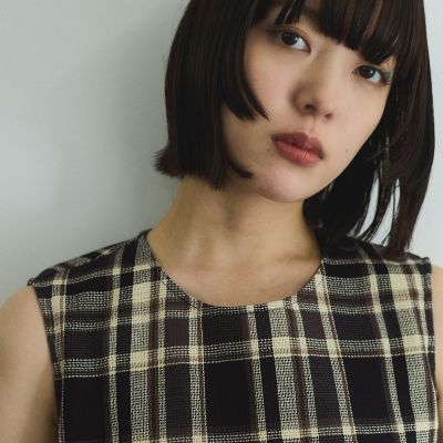 カラミチェックプルブラウス≪手洗い可能≫