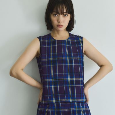 カラミチェックプルブラウス≪手洗い可能≫