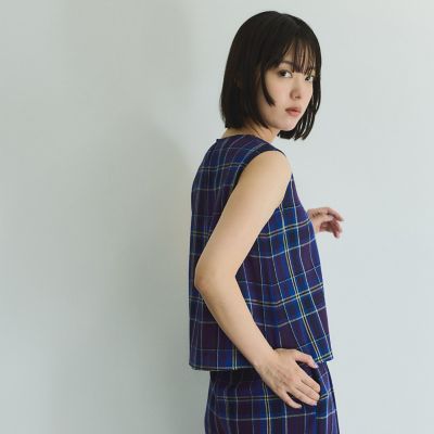 カラミチェックプルブラウス≪手洗い可能≫