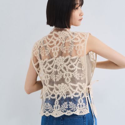 チュールシシュウスカラップベスト≪手洗い可能≫ | VICKY (Women