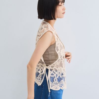 チュールシシュウスカラップベスト≪手洗い可能≫ | VICKY (Women