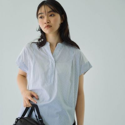 【SALE】VICKY（Women）/ビッキー ストライプフェイスキーネックブラウス&#8810;洗濯機で洗える&#8811; 21ホワイト系その他 トップス【三越伊勢丹/公式】