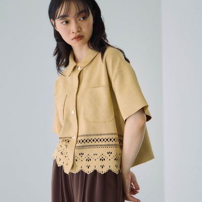 スカラップヘムカットスウェードシャツ≪手洗い可能≫ | VICKY