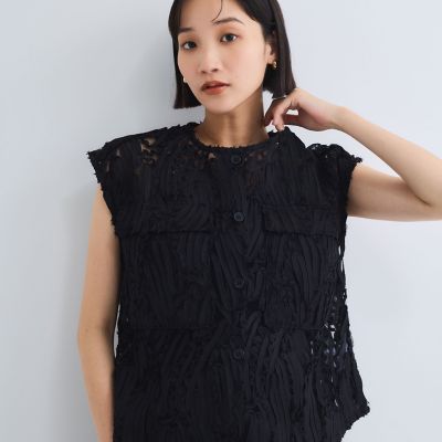 刺繍チュールレースノーカラーベスト | VICKY（Women）/ビッキー