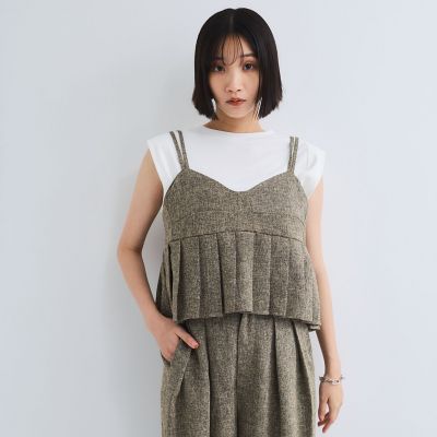 ＜VICKY（Women）＞ライトツィードプリーツキャミ≪セットアップ対応／手洗い可能≫