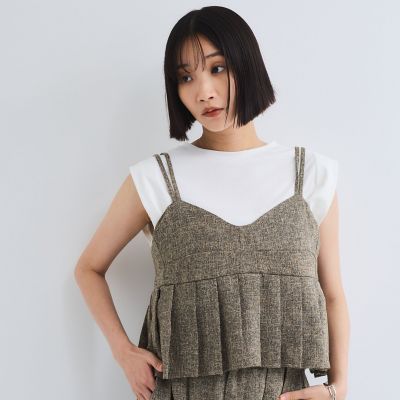 ライトツィードプリーツキャミ≪セットアップ対応／手洗い可能