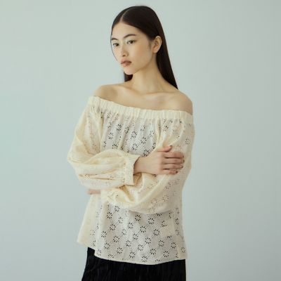 ＜VICKY（Women）＞フラワーレーススモックブラウス≪手洗い可能≫