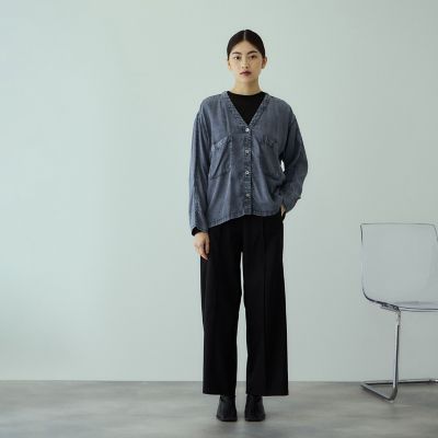 再生繊維（セルロース）Vネックブラウス≪洗濯機で洗える≫ | VICKY