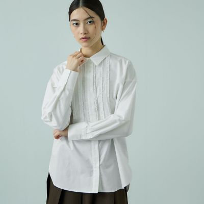 ＜VICKY（Women）＞オックスミニフリルシャツ≪手洗い可能≫