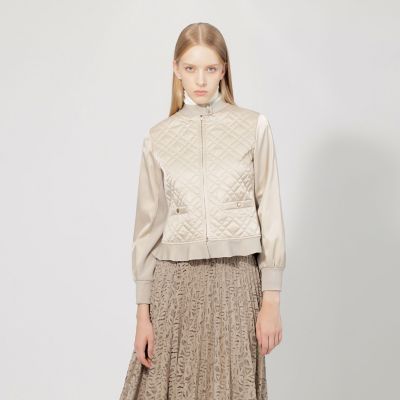 ＜EPOCA (Women)＞【８０周年記念アイテム】サテンタフタ　ニットコンビブルゾン