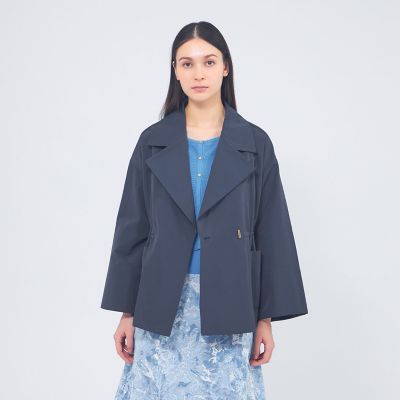 ハウンドトゥースツイードノーカラー ロングジャケット | TO BE CHIC