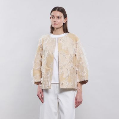 ＜EPOCA (Women)＞フィオーレフリンジジャカード　ノーカラーコート