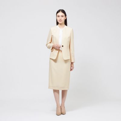 エポカEPOCA★ノーカラー スカートスーツ 金ボタン バックフリル セレモニー シアートロピカル ノーカラージャケット | EPOCA (Women)/エポカ