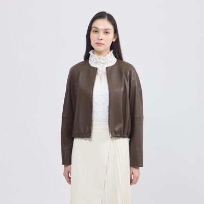 ＜EPOCA (Women)＞ソフトシープレザー　ノーカラージャケット