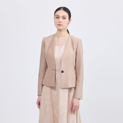 ＜EPOCA (Women)＞ウールシルクタッサー　ノーカラージャケット