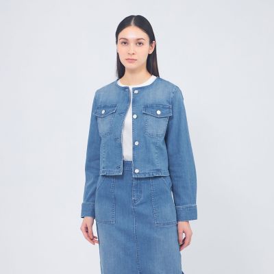 ＜EPOCA (Women)＞ストレッチデニム　ノーカラージャケット