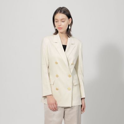 ＜EPOCA (Women)＞リネンレーヨンストレッチ　ダブルブレストジャケット