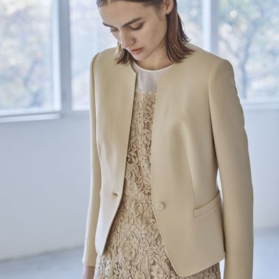 ＜EPOCA (Women)＞コンパクトダブルクロス　ノーカラージャケット