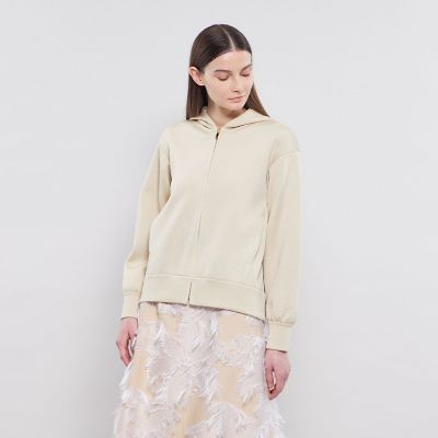 ＜EPOCA (Women)＞メタルライクヤーンニット　ジップアップフーディー