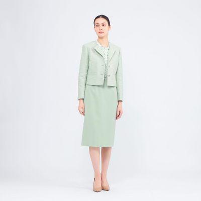 【最終値下げ】【美品】 エポカ　EPOCA ダークグリーンスーツ メタルギアツイード トライアングルカラージャケット | EPOCA (Women