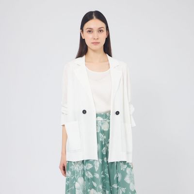 ＜EPOCA (Women)＞シアーコットンナイロン　ダブルブレストニットジャケット