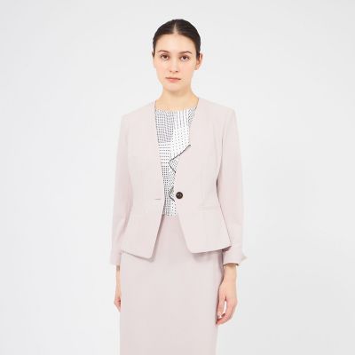 極美品✨エポカ EPOCA リネン混 ノーカラーツイードジャケット ピンク 24 TWENTY FOUR JACKET COOL】 ノーカラー