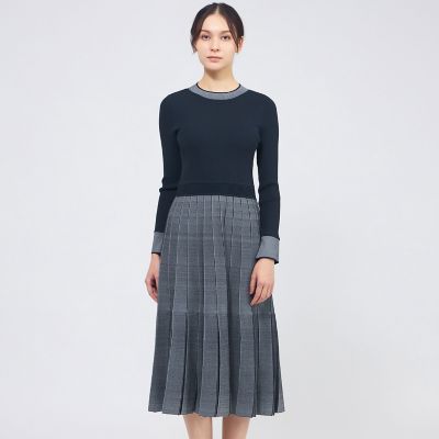 ＜EPOCA (Women)＞プリーツライクジャカード　ニットワンピース
