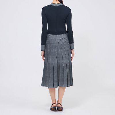 EPOCA ＊エポカ ニットワンピース 五分袖 プリーツ ブラック40 プリーツライクジャカード ニットワンピース | EPOCA (Women)/エポカ