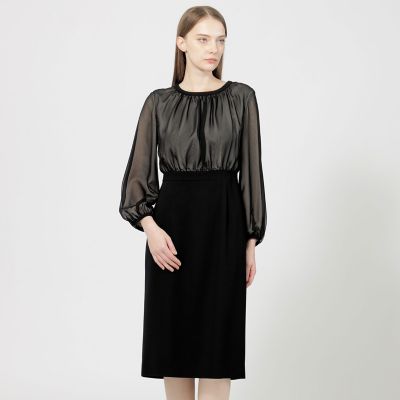 ＜EPOCA (Women)＞コンパクトダブルクロス　シフォンコンビドレス