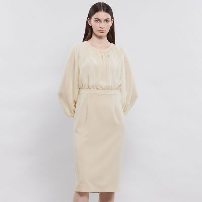 ＜EPOCA (Women)＞コンパクトダブルクロス　シフォンコンビドレス