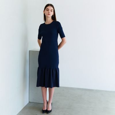 ＜EPOCA (Women)＞メタルライクヤーンニット　ペプラムヘムドレス