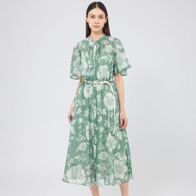 ＜EPOCA (Women)＞シアーフローラルプリント　シャーリングワンピース
