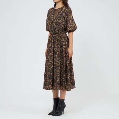 【未使用タグ付】EPOCA エポカ フラワープリントニットワンピース 40 スモールフラワープリント フリルワンピース | EPOCA (Women)/エポカ