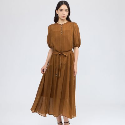 ＜EPOCA (Women)＞ラメストライプジャカード　フレアマキシドレス