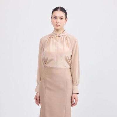 ＜EPOCA (Women)＞ドットドビーデシン　スタンドカラーブラウス